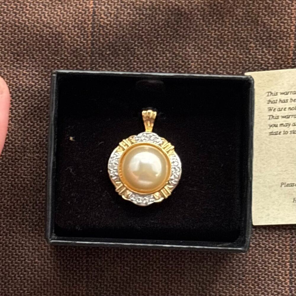 NWT Technibond Classic 18K Gold Bonded Sterling Silver Opalescent CZ Pendant
